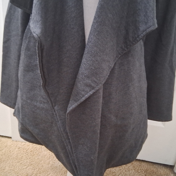 J. Jill Pure Jill Sand Washed Draped Front Open Jacket In Onyx Grey Size M - Picture 4 of 12